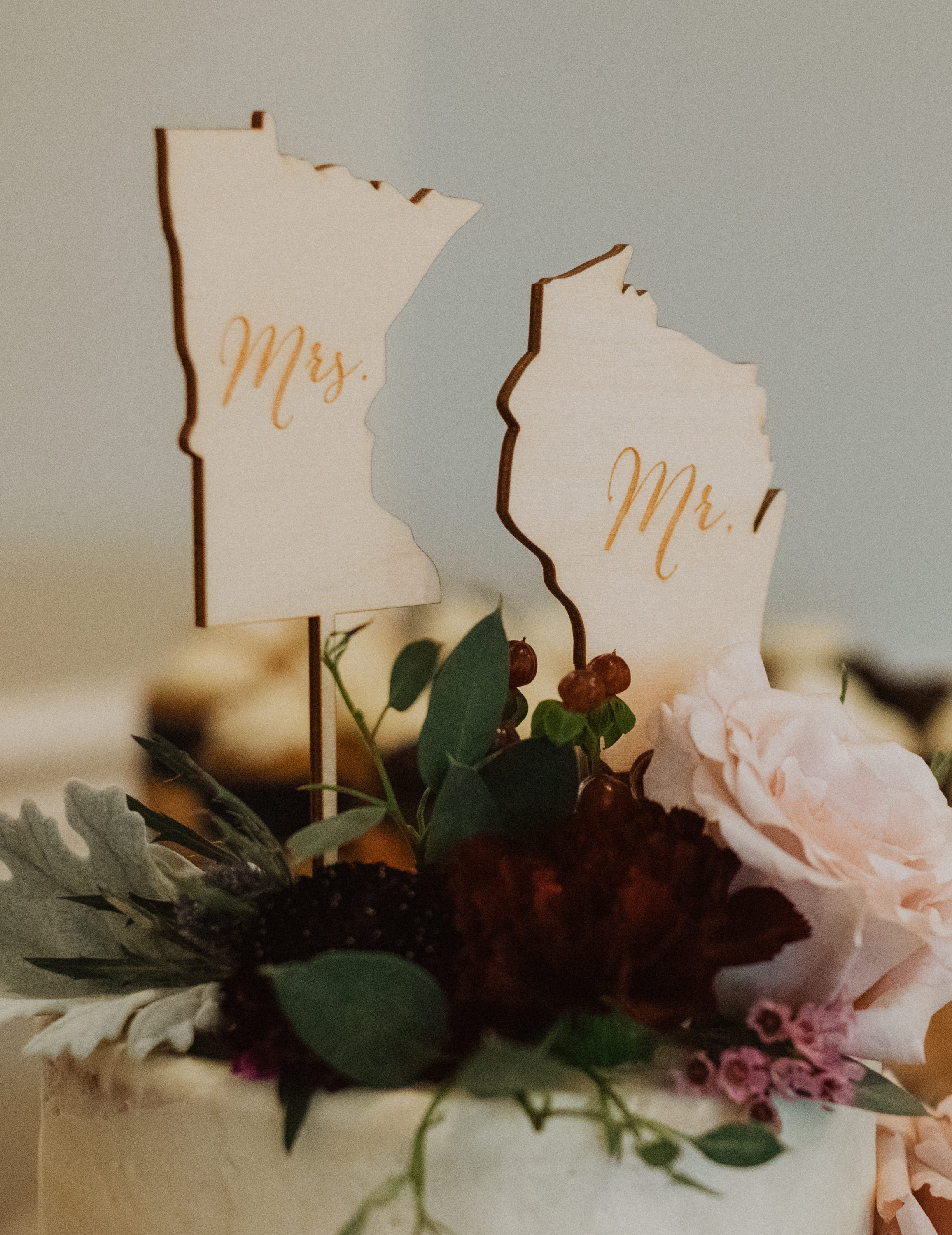 Mr and Mrs State Cake Toppers Wedding Cake Topper Rustic Etsy