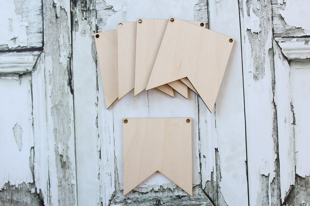 Pennant Banner Unfinished Wood Bunting Banner DIY Flag Banner Etsy