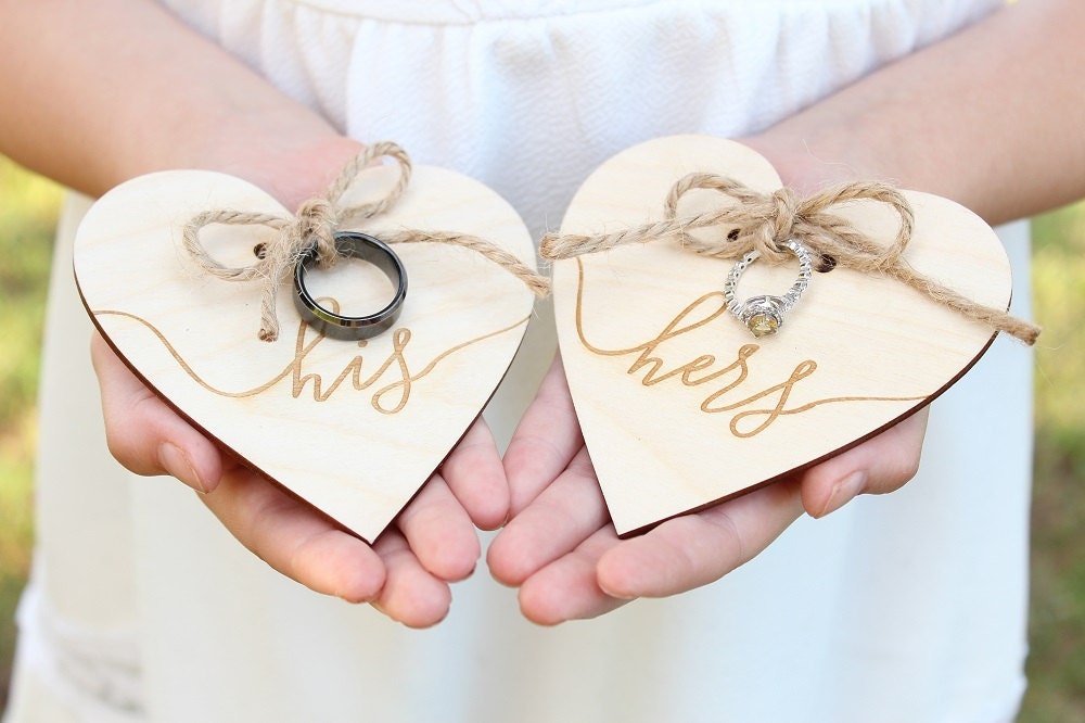 His and Hers Wedding Ring Holders | Ring Bearer Ring  