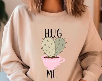 Hug Me Cactus | PNG | Western Valentines Day | Valentine Cactus | Cactus Shirt | Sublimation | Valentines PNG | Hand Drawn | Succulent