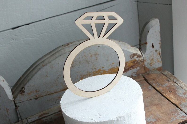 Diamond Ring Cake Topper Rustic Bridal Shower Cake Topper Etsy