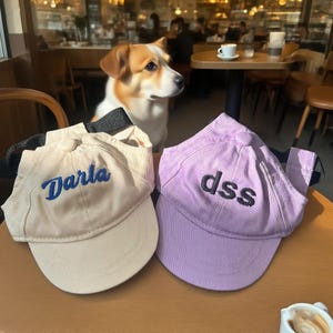 Custom Embroidered Dog Hat with Name | Personalized Dog Sun Cap with Ear Holes | Adjustable Pet Baseball Cap | Outdoor Dog Gift