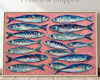 Coastal Fish Canvas Print | Colorful Seafood Wall Art for Beach Kitchen