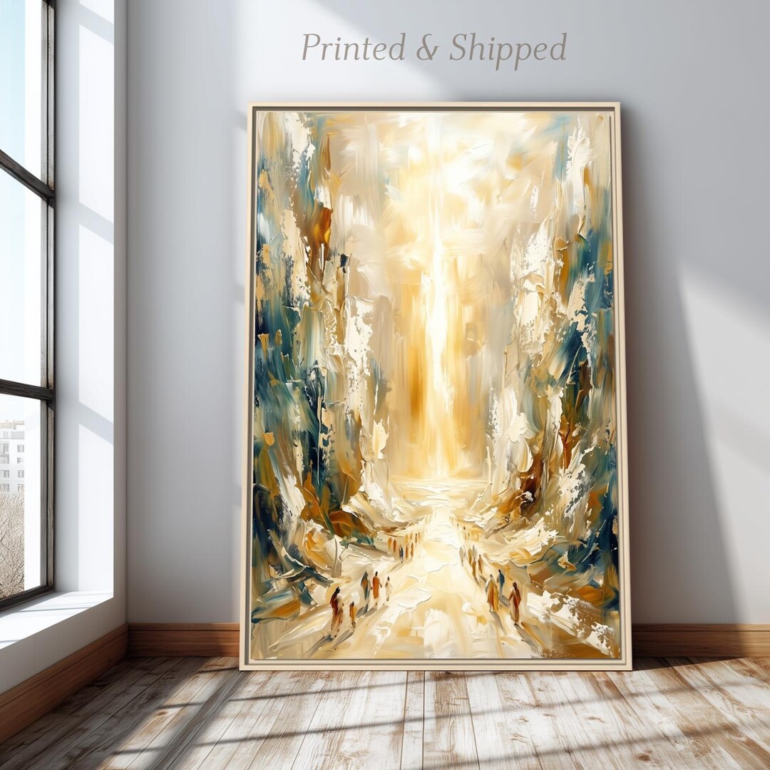 Parting of the Red Sea Abstract Painting - Exodus Miracle Wall Art ...