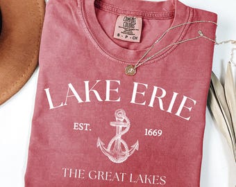 Lake Erie EST 1669 Shirt, Vintage Lakes Graphic Tee, Midwest Adventure Souvenir Comfort Colors