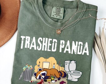 Comfort Colors® Trashed Panda Shirt, Funny Drunk Raccoon Bathroom Tee, Viral Trash Panda Humor Graphic T-Shirt