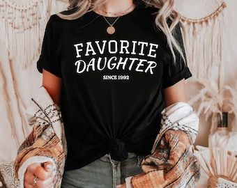 Camiseta "Mi hija favorita desde hace un año", camiseta personalizada para niño, regalo divertido personalizado para jóvenes y niños pequeños Gildan