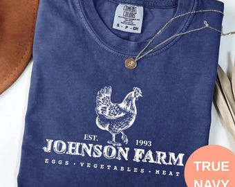 Custom Farm Shirt Personalized Your Name Est Year Chicken Tee Comfort Colors Long Sleeve Adult Youth Retro Homestead Tshirt Gift