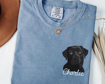 Camiseta personalizada de Labrador Negro Comfort Colors®, camiseta personalizada con nombre de perro, regalo para Labrador Retriever, camiseta para mamá y papá, camiseta para amantes de las mascotas