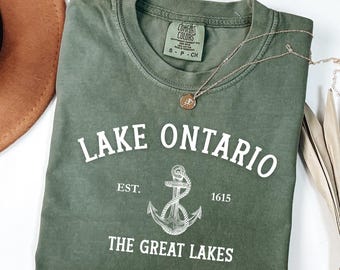 Lake Ontario Est 1615 Shirt, Lakes Vintage Tee, Retro Anchor Souvenir Gift Comfort Colors