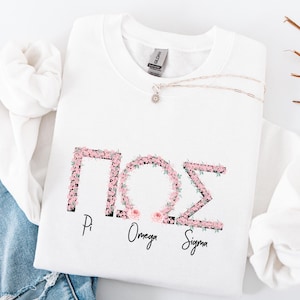 Pi Omega Omega Sorority Floral griechische Buchstaben Sweatshirt - College Spirit Wear - Sorority Sister Rundhalsausschnitt