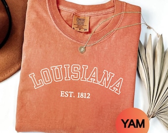 Louisiana EST 1812 Shirt Vintage Comfort Colors Tee Retro Bayou State LA Souvenir Cajun Pride Trendy Graphic Southern TShirt Gift