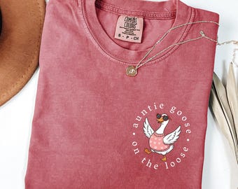 Comfort Colors Silly Goose Auntie Shirt, Pregnancy Announcement Reveal Aunts Surprise Gift
