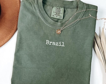 Comfort Colors Brazil Shirt, Brazilian Travel Tropical Vibes Vintage Vacation Road Trip Womens Gift