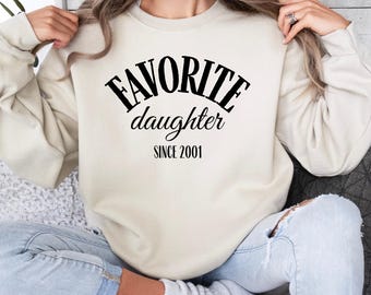 Moletom personalizado "Filha Favorita", Moletom engraçado para família, Moletom infantil com capuz e humor, Roupa personalizada e original.