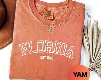 Comfort Colors Florida EST 1845 Shirt, Vintage Retro Sunshine State Beach Trendy Graphic