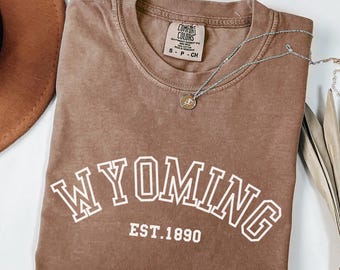 Comfort Colors Wyoming Vintage Retro State Tee, Western Equality Shirt, Trendy Graphic Top