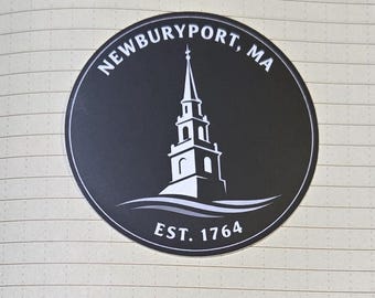 Newburyport, MA  EST 1764. This is 3"x3" Matt Decal with 5yr UV protection.