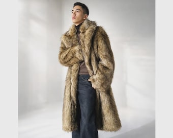 メンズロングレッドフォックスファーコート I リアルファーアウター I