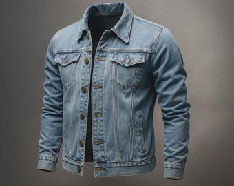 Veste En Jean Pour Homme Classique - Coton Noir Délavé, Coupe Slim, Boutonnage Simple, Poches Fonctionnelles - Décontractée, Quatre Saisons