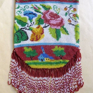Antique 1800s Unique American Heritage Beaded Purse From The Time Of Civil War ( 1861 -1865 )