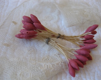 Vintage Stamens 1950s Millinery Trim Floristry Artificial Hand Made French Silk Flower RibbonWork Wedding Bridal Decorations  Trim One Dozen