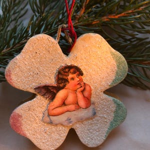 Antique Czech Christmas cardboard mica ornament, Handmade Gablonz ornament, Collectible Czech mica ornament, Vintage Czech Christmas, gift