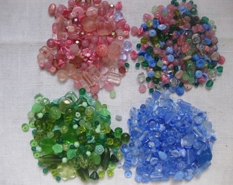 36 Petite Vintage Glass Beads Strawberry Red Czech Lentils