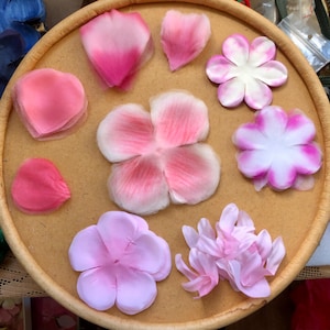 Vintage Silk Flower Petals  108 Handmade Silk French Millinery Flowers Pink Silk Flowers DIY Corsage Embellishment Bespoke Millinery Flowers