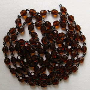 Czech Crystal Glass 6mm Faceted Fire Polished Beads, 25 Beads On Black Wire Chain
