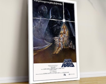 A long time ago in a galaxy far, far away, 1977 original poster, Star Wars Movie Poster, Classic Sci-Fi Canvas Print, 70s Space Poster