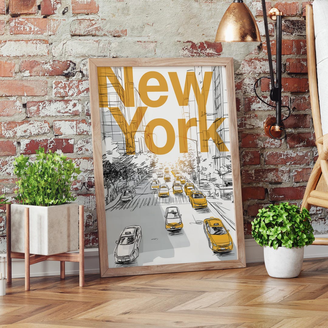 New York Taxi Printable Poster – NYC Street Wall Art, Yellow Cab - Etsy