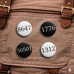 Coded Protest Number Pin Set, Activist Resistance Button Badge, Political Statement Pin