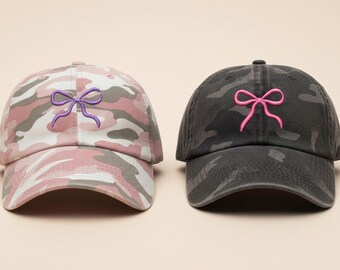 Custom Camo Hat with Bow, Personalized Logo Camouflage Hats, Women’s Embroidered Cowgirl Hat, Christian Faith Baseball Cap, Country Style
