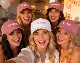 Personalized Bride Squad Hats, Bachelorette Party Hat, Custom Bridesmaid Cap, Bridal Shower Gift, Wedding Party Hats