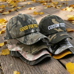 Custom Embroidered Camo Trucker Hat, Vintage Hunting Dad Hat, Unstructured Cotton Baseball Cap, Personalized Camouflage Cap for Men & Women