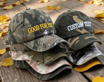 Custom Embroidered Camo Trucker Hat, Vintage Hunting Dad Hat, Unstructured Cotton Baseball Cap, Personalized Camouflage Cap for Men & Women