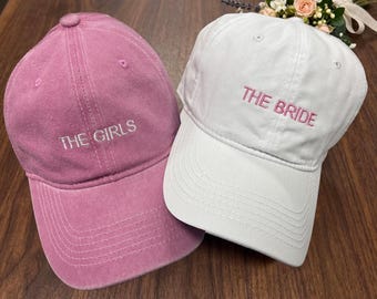 Custom Bachelorette Party Hats | Minimalist Bride Squad Gift | Hen Party Favors | Bridal Shower Custom Hat | 90s Vintage Bridesmaid Proposal