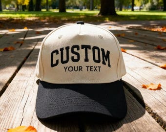 Custom Text Snapback Hats, 5 Panel Two Tone Embroidered Hat, Snapback Trendy Hat, Make Your Own Personalized Hat, Rally Baseball Cap, Gift