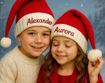 Christmas Gift for family,Embroidered Santa Hats, Beanie for xmas,Custom Santa Hat,Personalized Santa Hats, Christmas gift, Kids Santa Hat