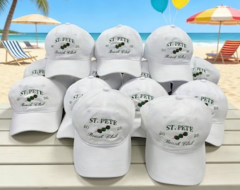 Personalized Beach Club Hats, Custom Bachelorette Caps, Bride Squad Baseball Hat, Embroidered Bridesmaid Gift, Girls Trip Party Favors