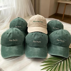 Personalized Bachelorette Party Baseball Hats | Custom Wife of the Party Hat | Embroidered Bridal Shower Gifts, Washed Cotton Dad Caps