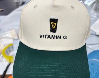 Custom Vitamin G Guinness Baseball Cap, Stout Beer Lover Gift, Embroidered Irish Drinking Hat, St Patrick’s Day Hats