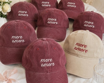 Personalized Baseball Cap | Amore Embroidered Cap | Vintage Dad Cap with Custom Text | Bridal Shower Gift | Clean Girl Aesthetic