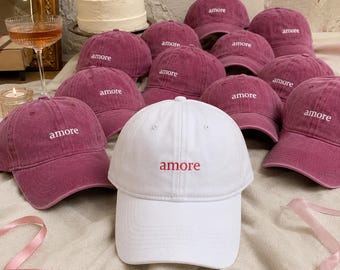 Personalized Bridal Shower Hat, Bachelorette Party Cap, Bride Squad Embroidered Dad Hat, More Amore Wedding Party Gift for Her