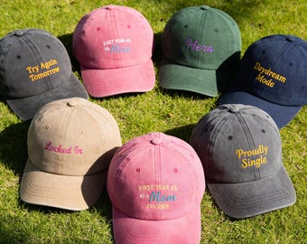 Funny Phrase Dad Hat | Custom Embroidered Vintage Baseball Cap | Trendy Mood & Joke Hats | Personalized Gift for Mom Dad