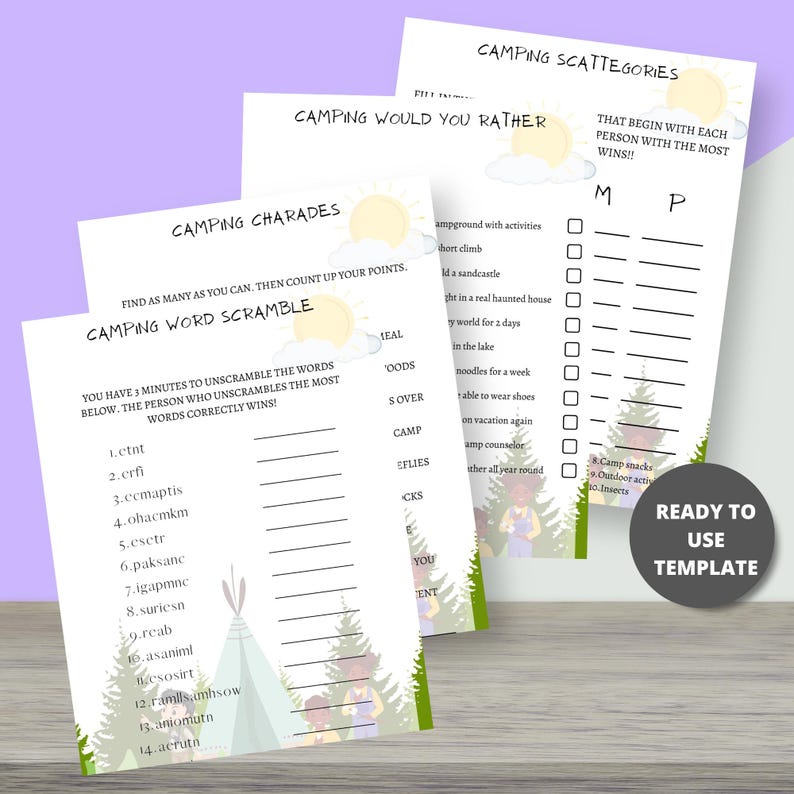 Camping Games | Outdoor Family Activities | Printable Campfire Games ...