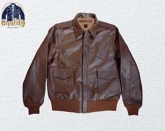 Chevignon Vintage Leather Jacket Pilots Aviator 1957 THORNES Brown