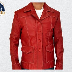 Begränsat lager Tyler Durden-jacka – Brad Pitt Fight Club röd läderbikerjacka för män, filmcosplay-outfit ny ankomst i retrostil