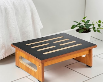 Wooden Step Stool for Adults Seniors Heavy Duty 450 lbs Non-Slip Kitchen Bathroom